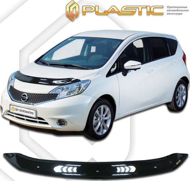 Дефлектор СА Пластик для капота Classic черный для Nissan Note I 2009-2013. Артикул 2010010112509