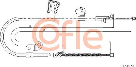 Трос ручника (тросик ручного тормоза) Cofle задний левый для Toyota Echo 1999-2005. Артикул 92.17.1070