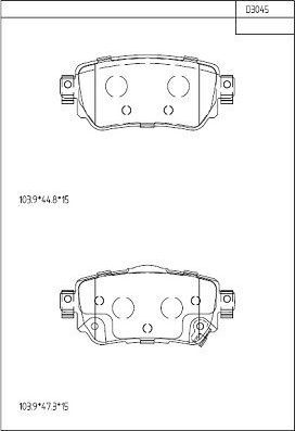 Тормозные колодки Asimco задние для Nissan X-Trail T32 2013-2025. Артикул KD3045