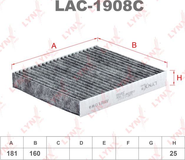 Салонный фильтр LYNXauto. Артикул LAC-1908C