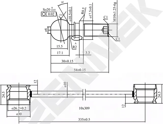 Тяга стабилизатора передняя левая/правая CITROEN BERLINGO 08>, C4 04>, PEUGEOT 3 (Zennek). Артикул DST0152