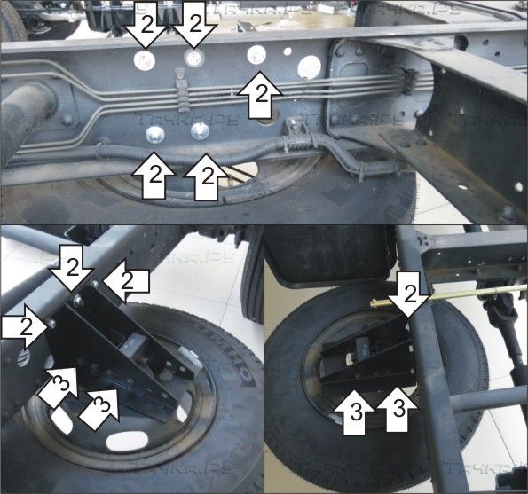 Кронштейн Мотодор для крепления запасного колеса Hyundai HD 65/72/78 2003-2026. Артикул 20911
