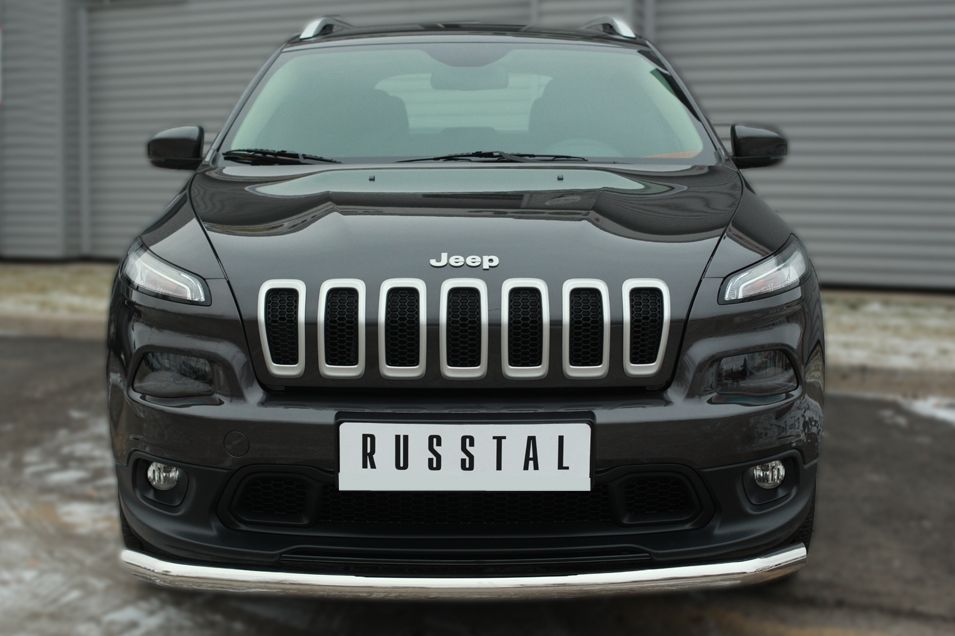 Защита RusStal переднего бампера d63 (секции) для Jeep Cherokee KL 2014-2026. Артикул JCZ-001982
