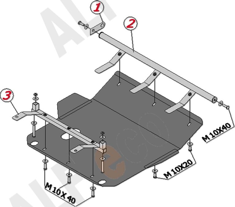 Защита алюминиевая Alfeco для картера и КПП Honda CR-V I 1995-2001. Артикул ALF.09.19 AL4