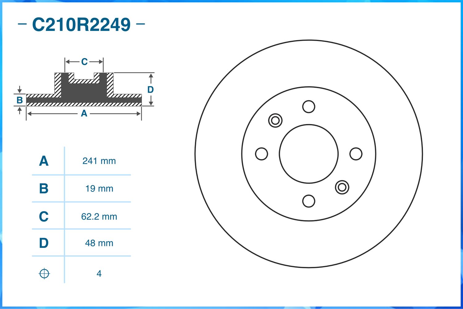 Диск тормозной передний (Cworks). Артикул C210R2249