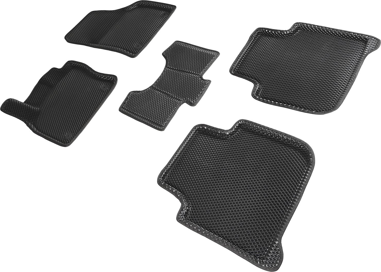 Коврики Seintex 3D EVA ромб для салона Skoda Kodiaq 5 мест 2017-2026 ЧЕРНЫЕ. Артикул 95337