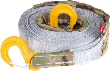 Ремень буксировочный эластичный Tplus 12 т 5 м серия Туризм, Крюк/Крюк (с мешком для хранения). Артикул T018217