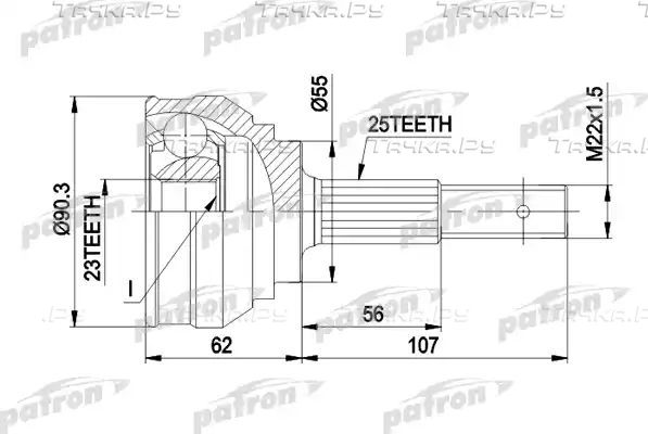 Шрус наружный (граната) Patron для Nissan Sunny N14 1990-1995. Артикул PCV1248