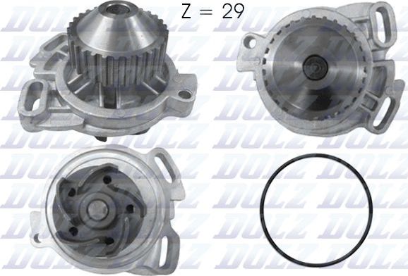 Помпа (водяной насос) Dolz для Audi S2 I 1990-1995. Артикул A158