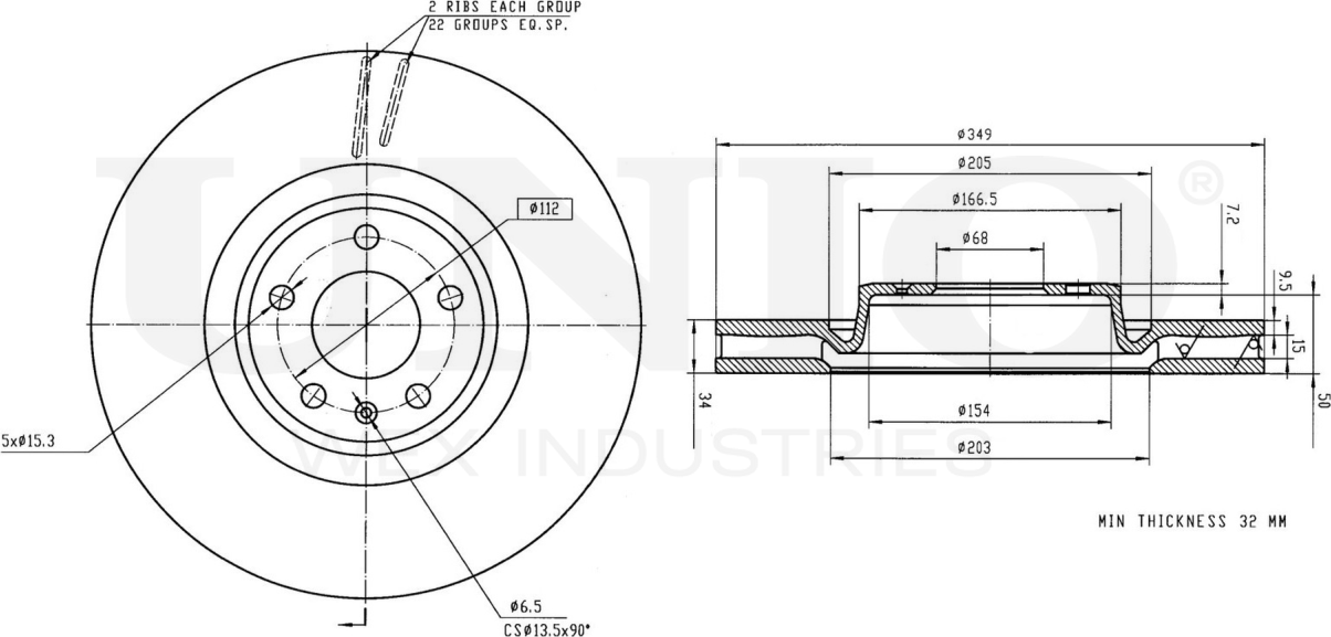 Диск тормозной (Unio). Артикул BRD-20564