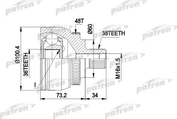 Шрус наружный (граната) Patron. Артикул PCV1444