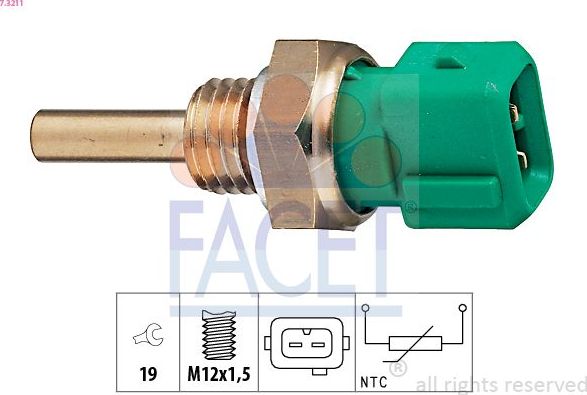 Датчик температуры охлаждающей жидкости Facet Made in Italy - OE Equivalent. Артикул 7.3211