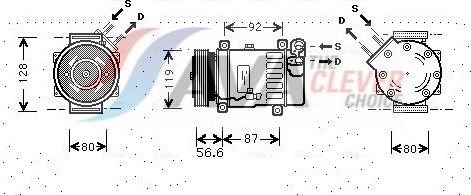 Компрессор кондиционера AVA. Артикул CNAK238