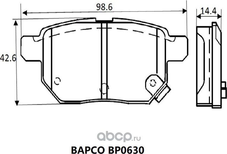 Колодки тормозные дисковые зад. TOYOTA AURIS(_E15_) 07-12, COROLLA (_E (Bapco). Артикул BP0630