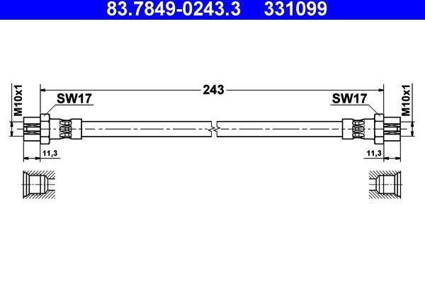 Тормозной шланг ATE. Артикул 83.7849-0243.3