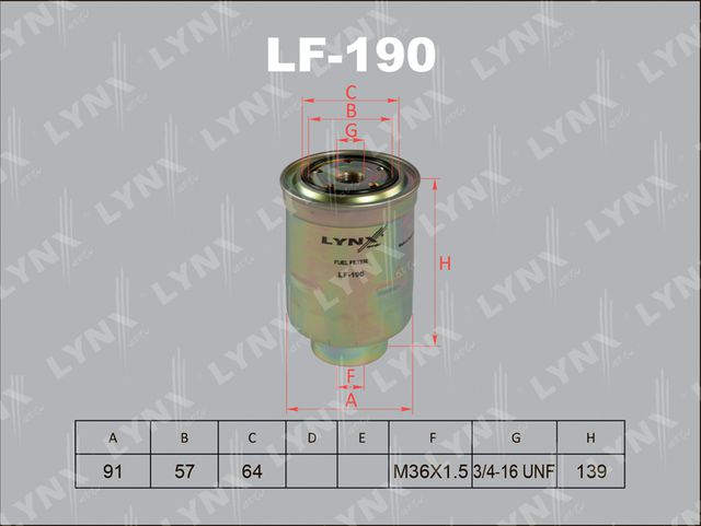 Топливный фильтр LYNXauto для Volkswagen Taro 1989-1997. Артикул LF-190