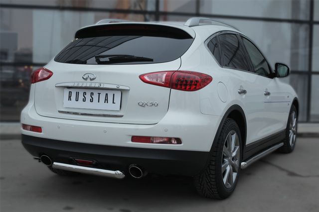 Защита RusStal заднего бампера d63 (дуга) для Infiniti QX50 2014-2017. Артикул IQXZ-001968
