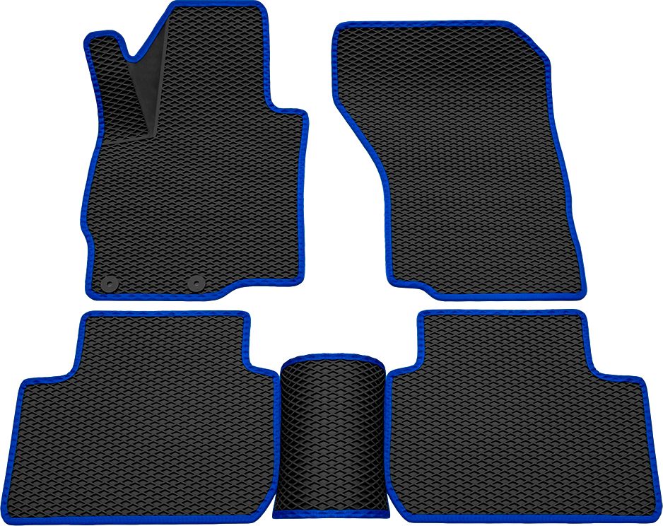 Коврики Rezkon 3D EVA ромб резиновые для салона Mitsubishi Outlander III 2012-2026 Синий кант. Артикул 9224015103