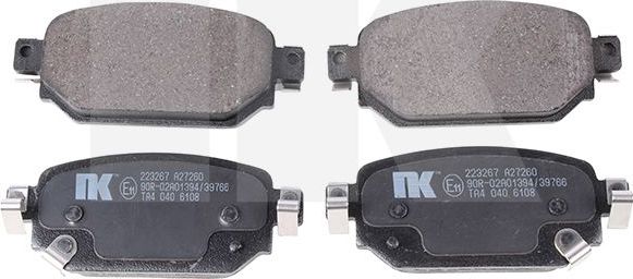 Тормозные колодки NK задние для Mazda 3 III (BM) 2013-2018. Артикул 223267