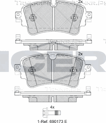 Тормозные колодки Icer задние для Audi Q5 Sportback I 2021-2026. Артикул 182256