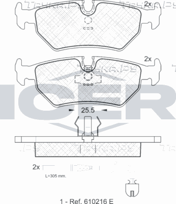 Тормозные колодки Icer для Citroen Evasion 1994-2002. Артикул 141087