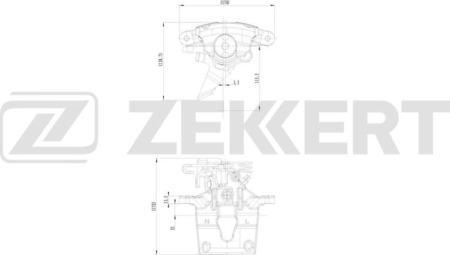 Тормозной суппорт Zekkert (Чугун) задний левый для Nissan Interstar 2002-2026. Артикул BS-8340