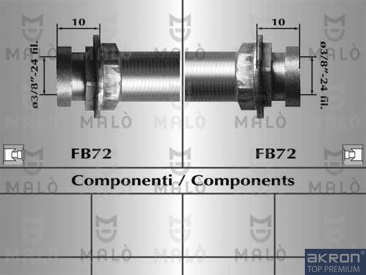 Тормозной шланг Malò задний для Chrysler Voyager III 1995-2001. Артикул 80432