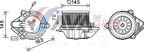 Вентилятор, мотор печки (отопителя) салона AVA (полимерный материал). Артикул CN8503