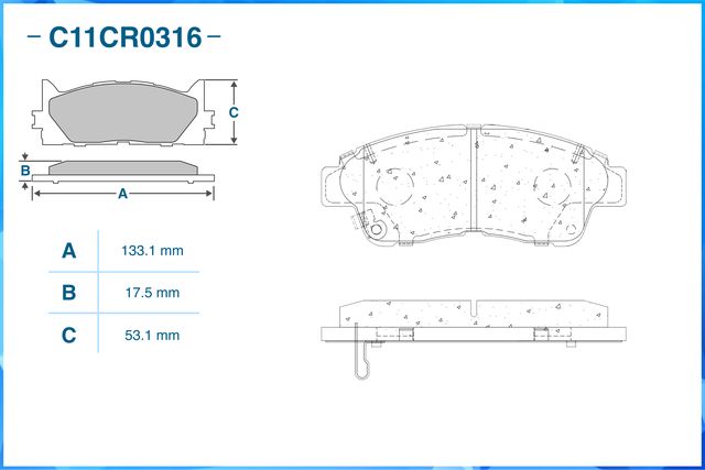 Колодки тормозные передние (Cworks). Артикул C11CR0316