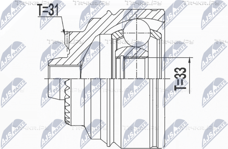 Шрус внутренний (граната) NTY передний для MINI Clubman II (F54) 2014-2026. Артикул NPZ-BM-025