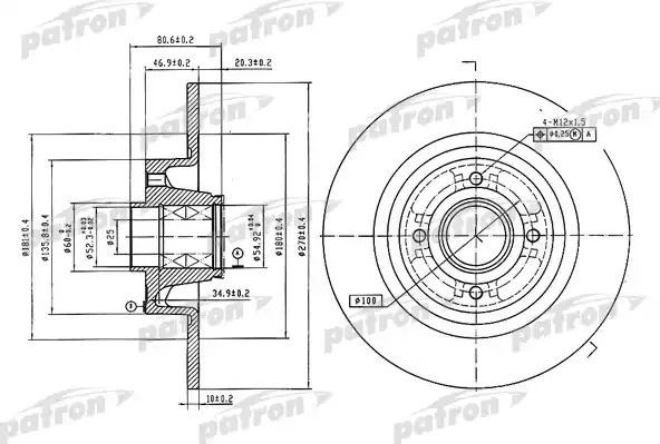Тормозной диск Patron задний для Renault Megane II 2003-2008. Артикул PBD7018