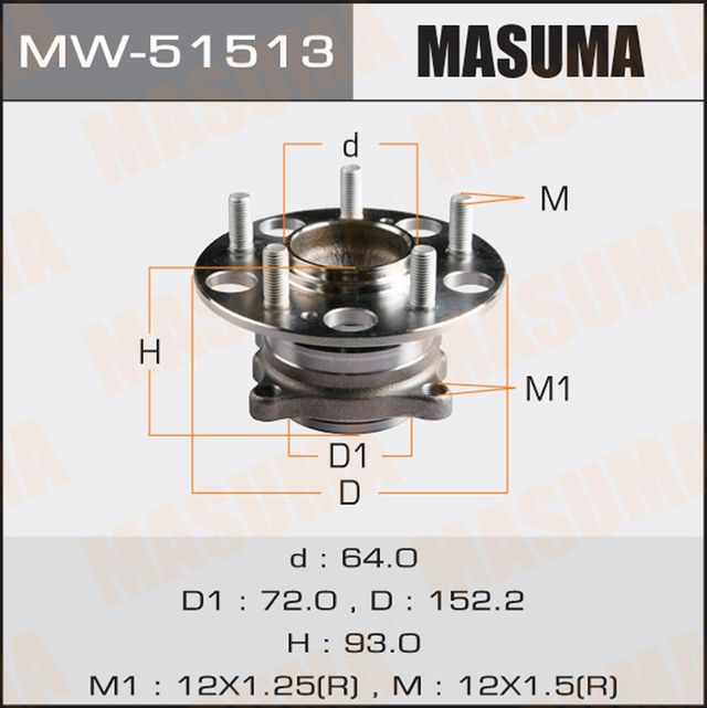 Ступица колеса с интегрированным подшипником Masuma. Артикул MW-51513