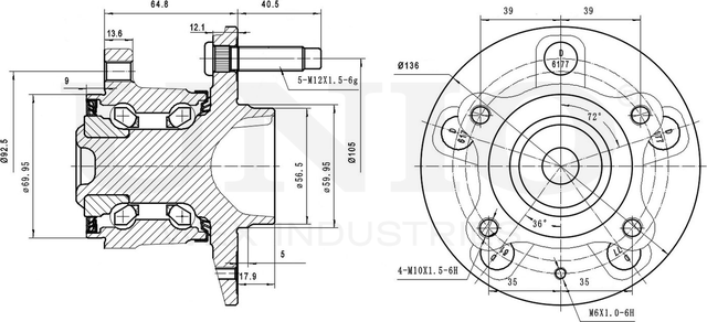 Ступица колеса с интегрированным подшипником (Unio). Артикул HUB-20022
