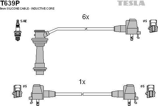 Высоковольтные провода (провода зажигания) (комплект) Tesla. Артикул T639P