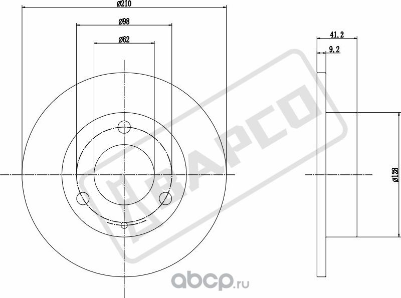тормозной диск невентилируемый (Bapco) Bapco. Артикул BD0353