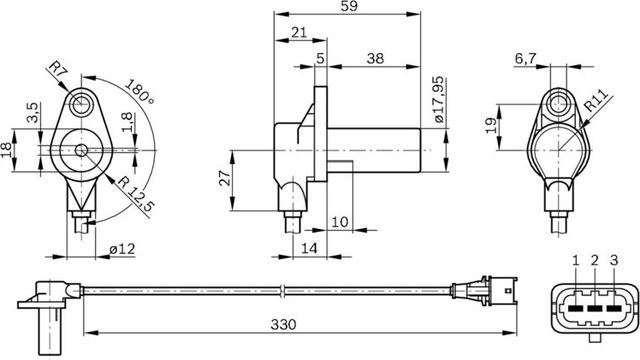Датчик положения коленвала Bosch для Porsche 911 VI (997) 2004-2009. Артикул 0 261 210 248