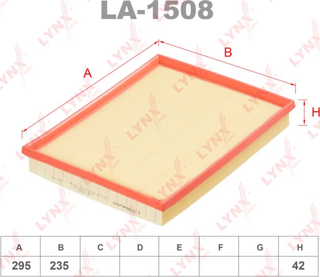 Воздушный фильтр LYNXauto для Jaguar XK I 1997-2005. Артикул LA-1508