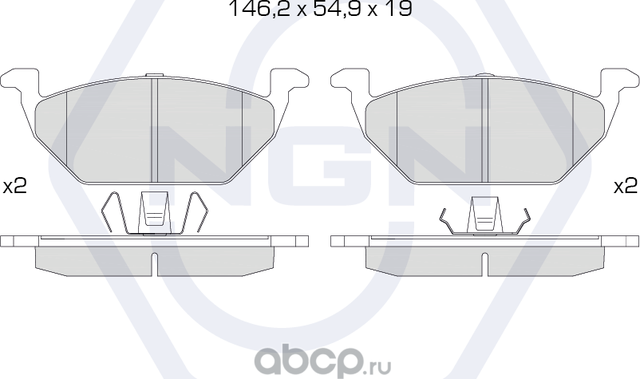 Колодки тормозные керамические, передние (NGN). Артикул 3501865