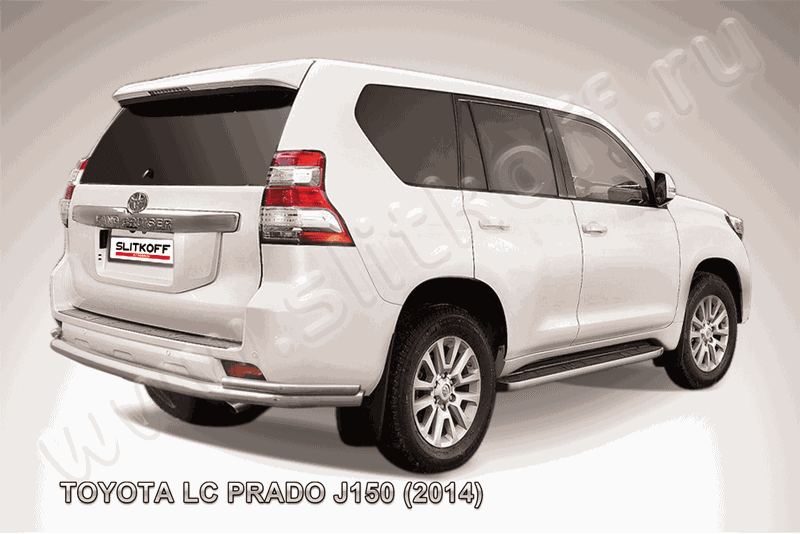 Защита Slitkoff заднего бампера d76/42 двойная для Toyota Land Cruiser Prado 150 2013-2017. Артикул TOP14-011