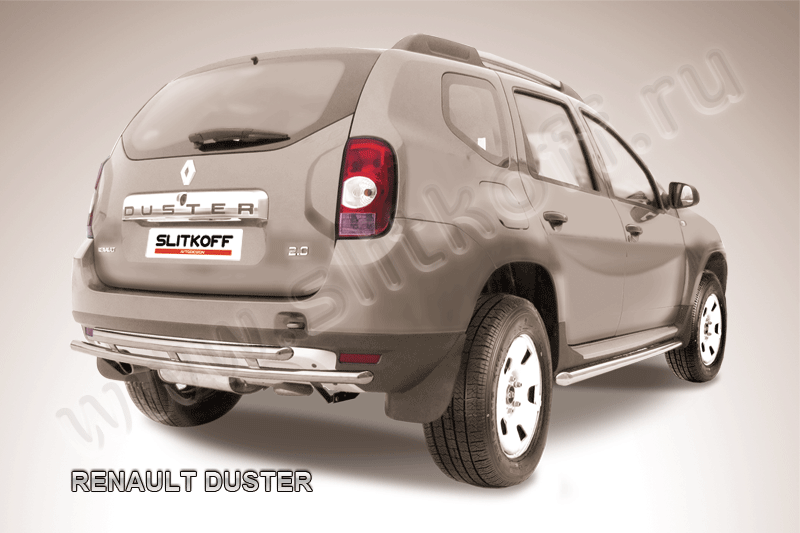 Защита Slitkoff заднего бампера d42/42 двойная для Renault Duster I 2010-2015. Артикул RD009