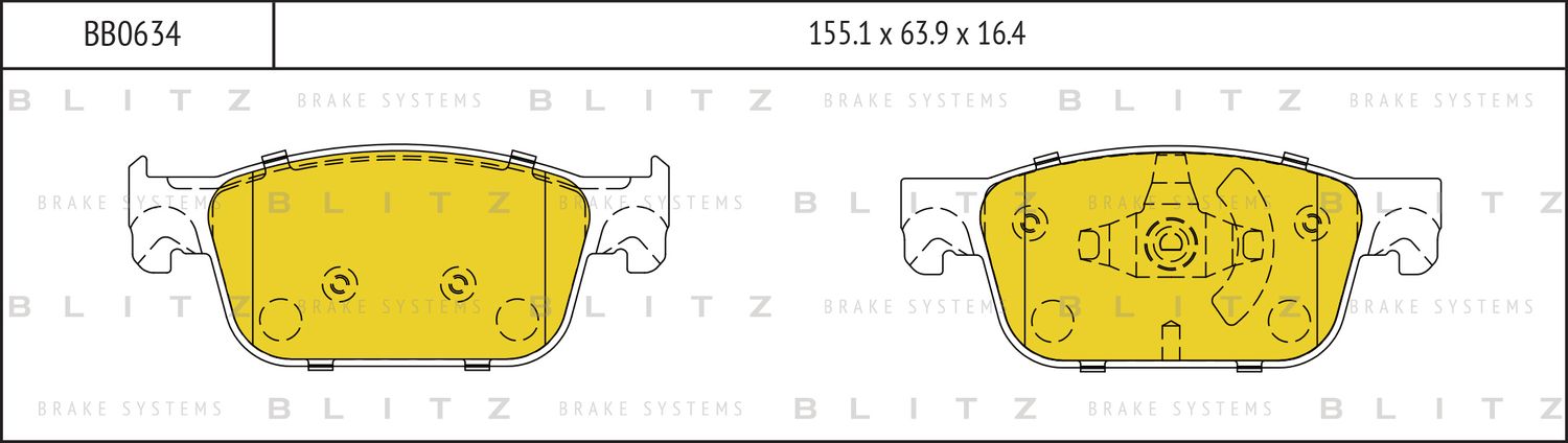 Колодки тормозные дисковые передние (Blitz). Артикул BB0634