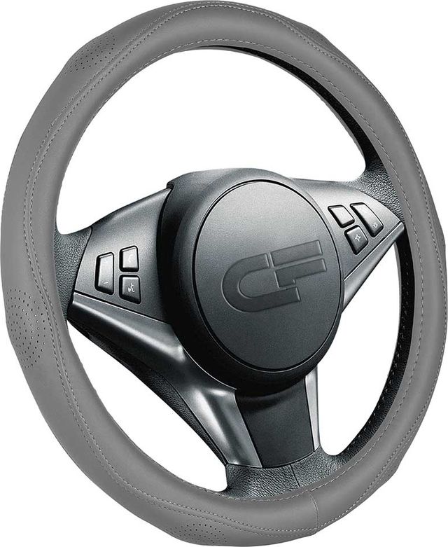 Оплётка на руль CarFashion Solaris (размер M, экокожа, цвет ТЕМНО-СЕРЫЙ). Артикул 31385