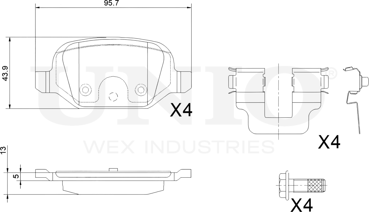Колодки тормозные дисковые, комплект (Unio). Артикул BRP-20045