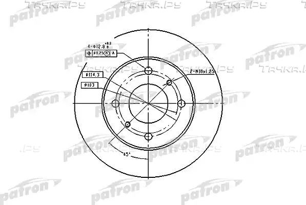 Тормозной диск Patron передний для Nissan 200SX S13 1988-1991. Артикул PBD2591