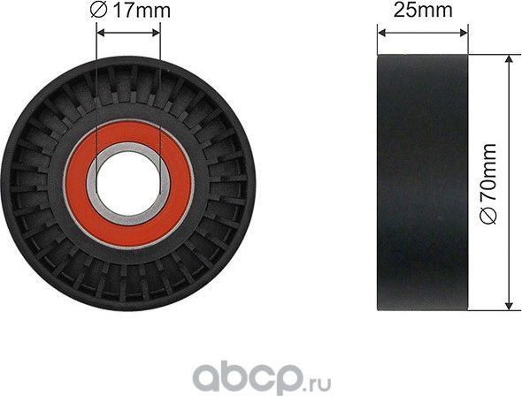 Натяжной ролик (натяжитель) приводного поликлинового ремня NTY (Металл). Артикул RNK-PL-037
