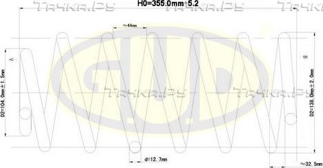 Пружина подвески G.U.D. передняя для Volkswagen Golf III 1991-1997. Артикул GCS950283