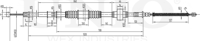 Трос ручного тормоза (Unio). Артикул CAB-60006
