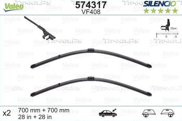 Щетки стеклоочистителя (дворники) Valeo для Citroen C6 2005-2012. Артикул 574317