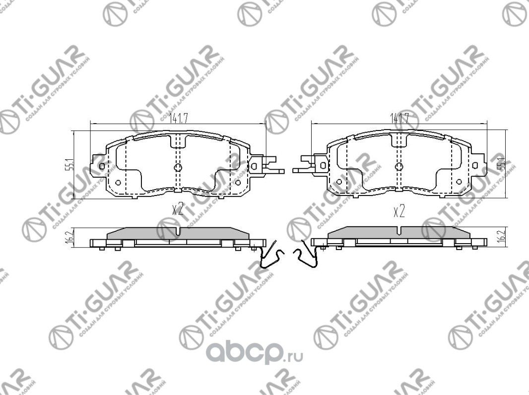 Тормозные колодки (TI-Guar). Артикул TG2807