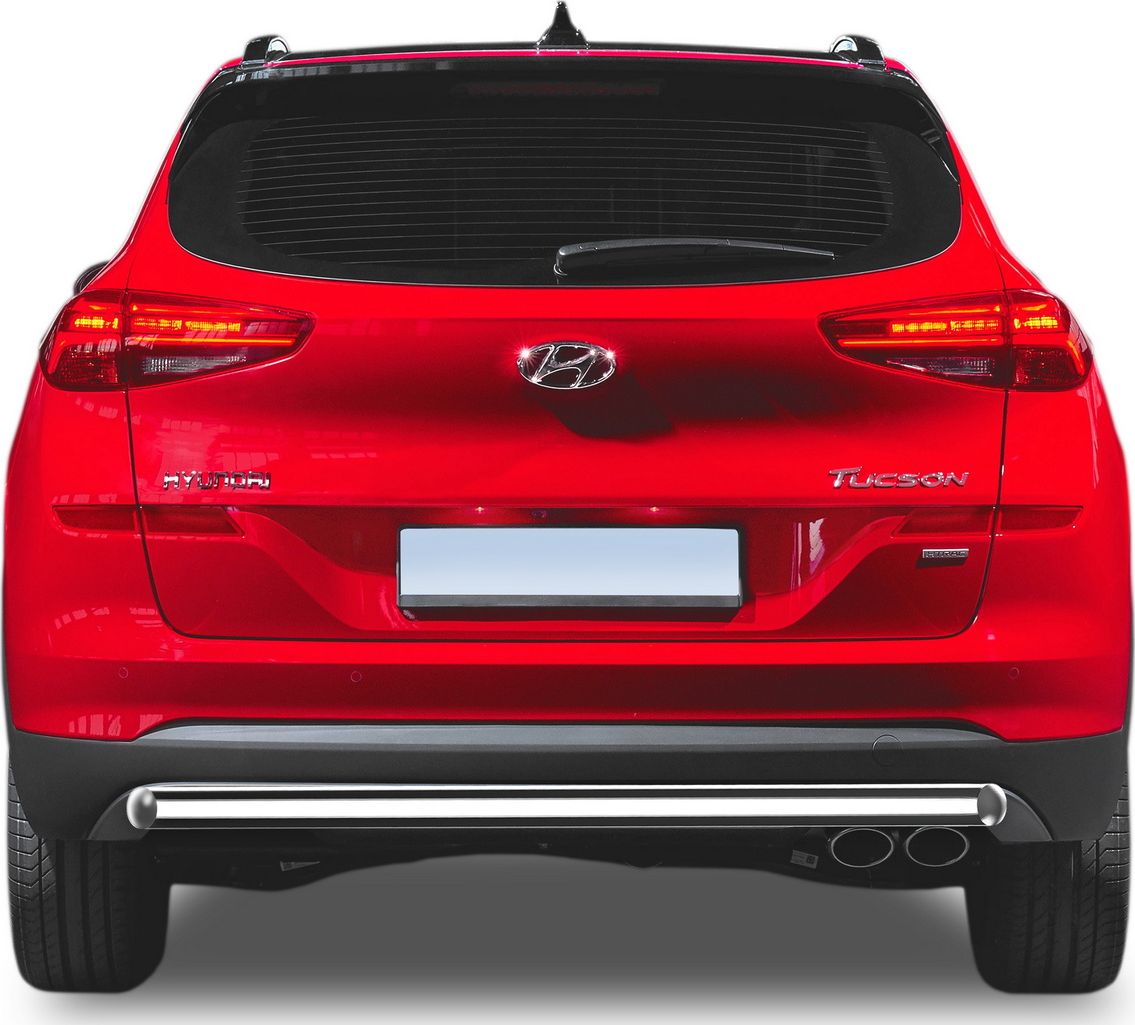Защита Rival заднего бампера d57 для Hyundai Tucson III рестайлинг (кроме High-Tech Plus и N-Line) 2018-2026. Артикул R.2311.006